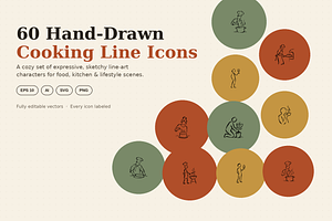 Hand-Drawn Cooking & Lifestyle Icons