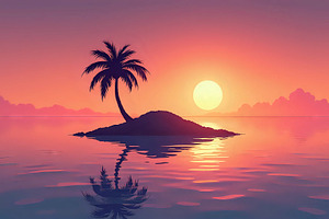 Illustrate a small tropical island w, a Photo by LOGOCREATIVE