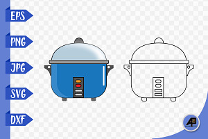 Rice Cooker Outline And Clipart