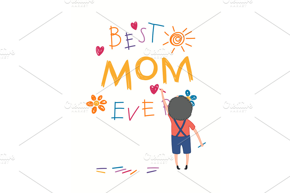 Mothers Day card with boy drawing, an Illustration by sceptical cactus