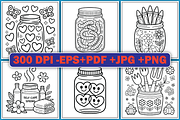 Cute Spring Jars Coloring Pages, an Illustration by LightExpress (Thumbnail 5 of 5)