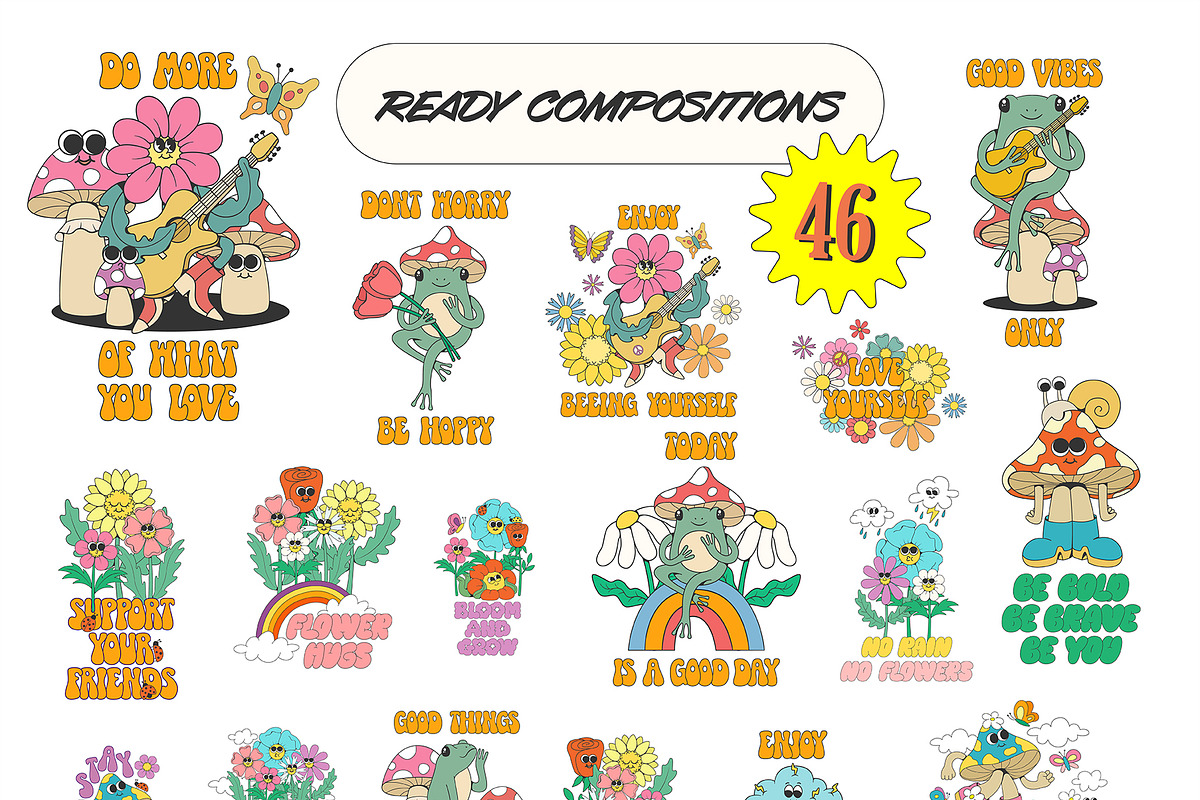 Retro Groovy Clipart Bundle, an Illustration by Anastasiya Klempach (Photo 6 of 12)
