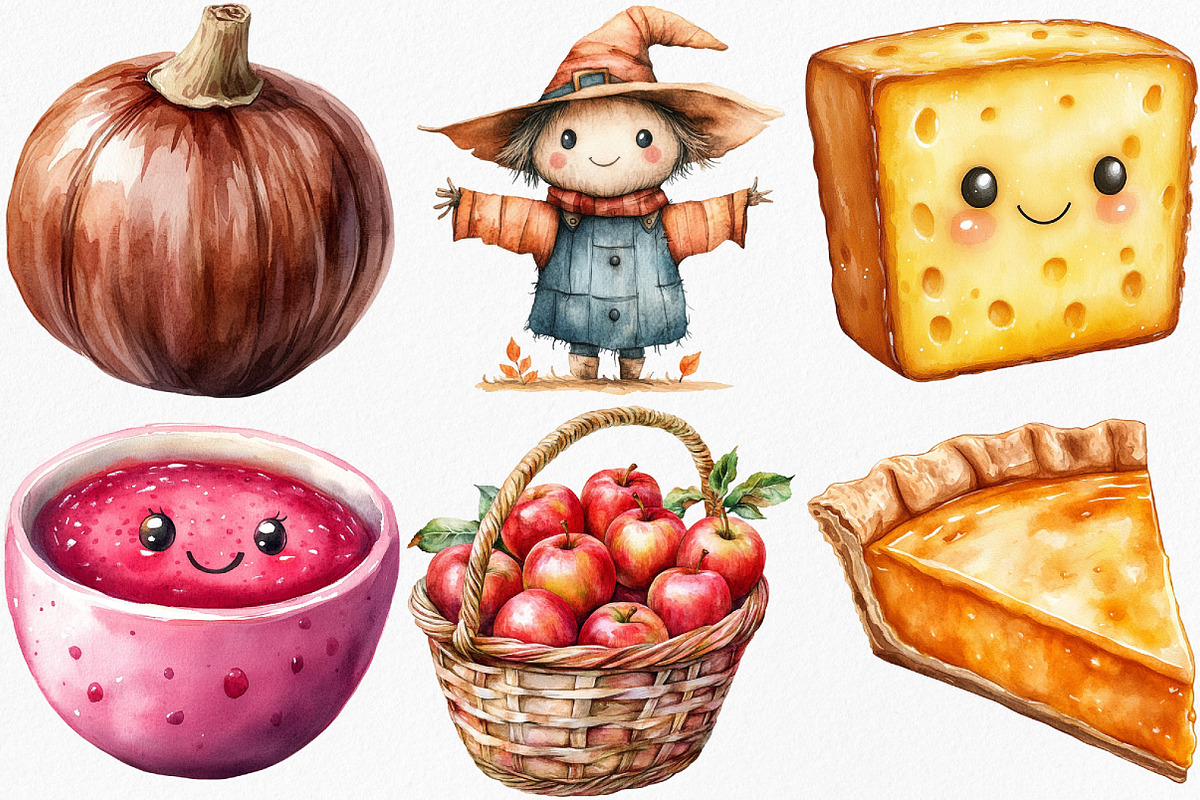 Kawaii Thanksgiving Clipart, an Illustration by Canvas Craft (Photo 2 of 7)