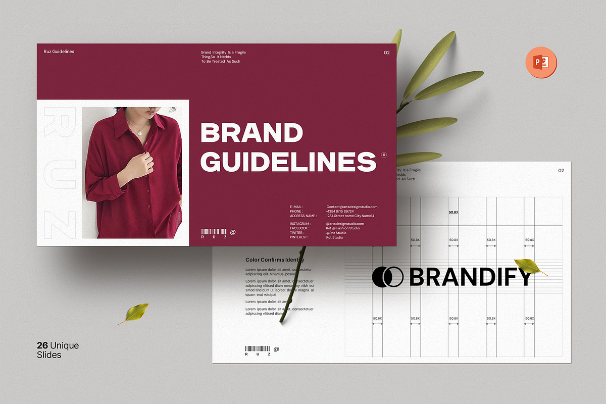 Brand Guideline PowerPoint, a Presentation Template by Dream-Lab (Photo 1 of 12)