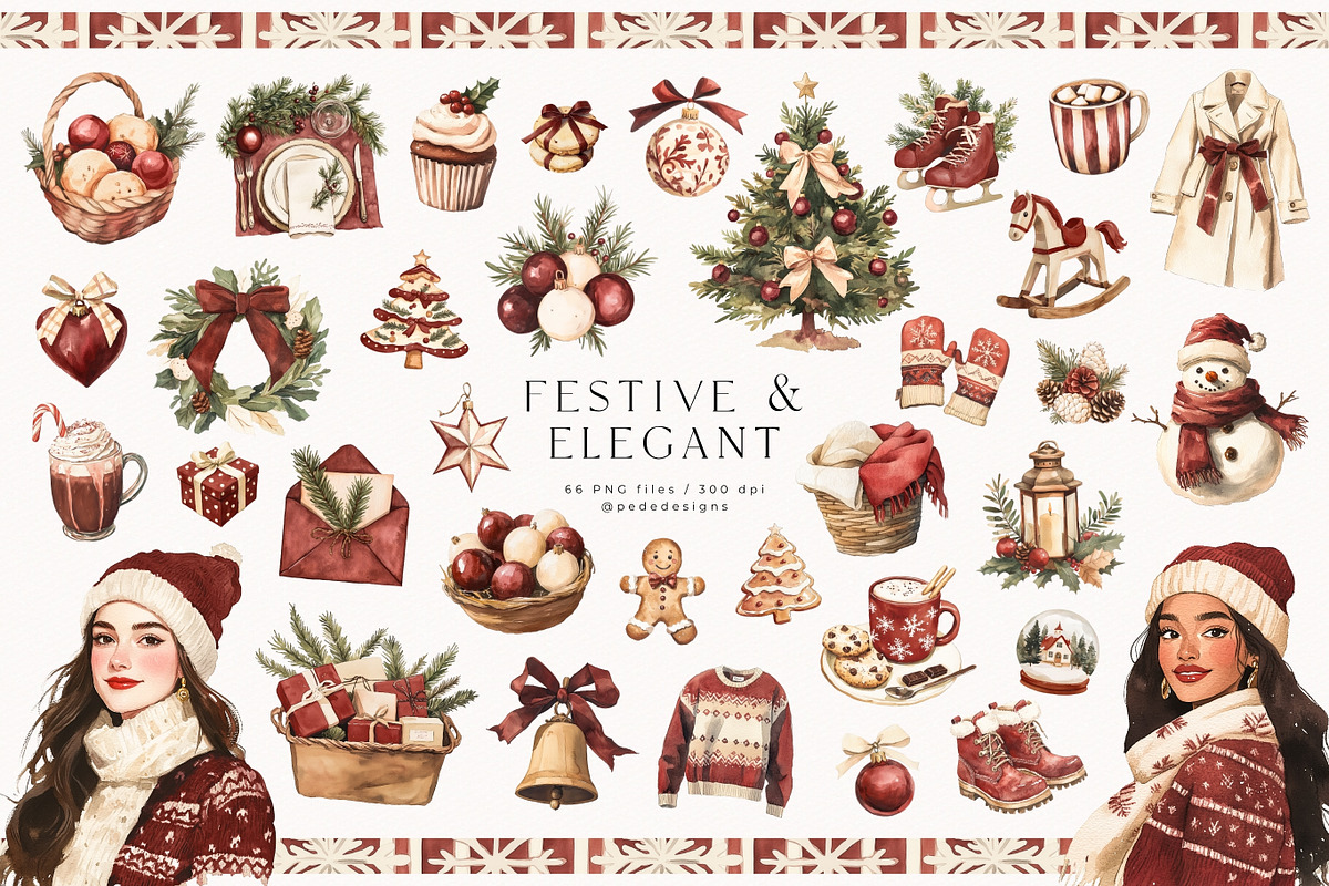 Elegant & Festive Collection, a Seasonal Illustration by PeDe Designs (Photo 5 of 31)