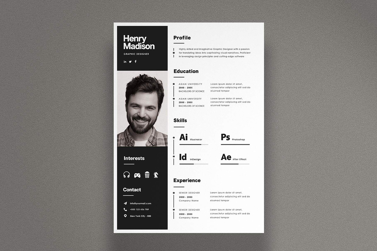 Minimal Resume Template, a Resume Template by Saman Osama (Photo 1 of 2)
