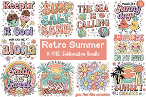 Retro Summer PNG Sublimation Bundle, a Seasonal Illustration by CraftArtStudio