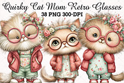 Quirky Cat Mom Retro Glasses PNG, an Animal Illustration by RobertsArt (Thumbnail 1 of 5)