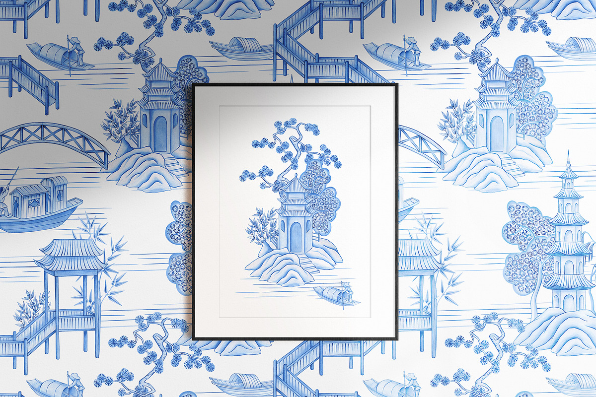 Blue pagoda, a Pattern Graphic by Anyuka (Photo 7 of 8)