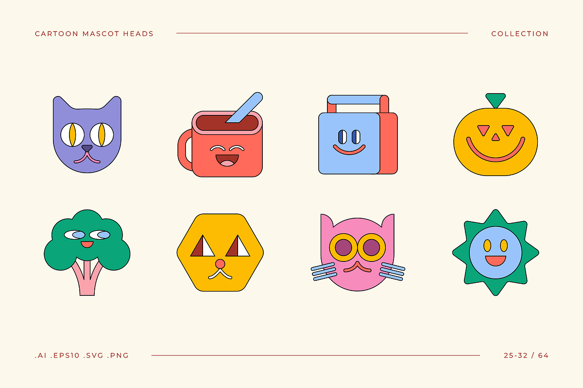 Cartoon Mascot Heads Collection, an Object Graphic by Léo Alexandre (Photo 5 of 16)