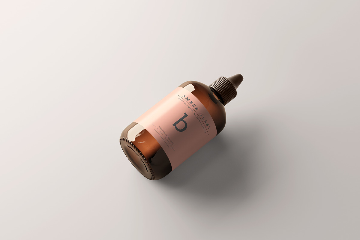 Amber Glass Bottle Mockups, a Cups & Container Mockup by pmvch (Photo 9 of 20)