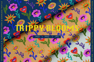 Trippy Blooms – Psychedelic Pattern, a Pattern Graphic by Alona Savchuk