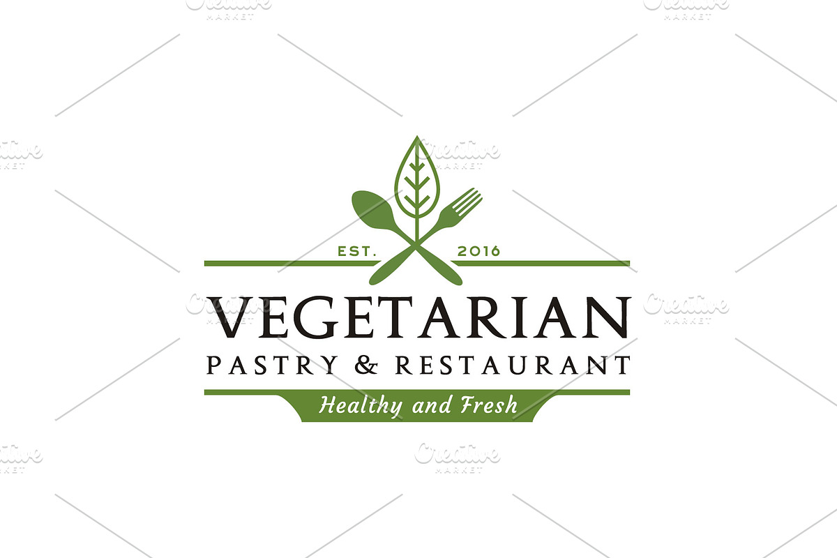 Fork Leaf Vegan Food Restaurant Logo, a Branding & Logo Template by Enola99d
