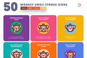 50 Monkey Emoji Stroke Icons, an Emoji Icon by Dighital (Thumbnail 6 of 10)