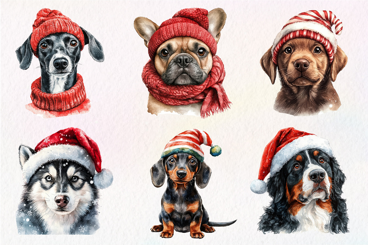 Dog Christmas Sublimation Clipart, an Illustration by Dream Creation (Photo 3 of 7)