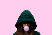girl inflates chewing gum. bubble of, a Social Media Template by My world is my eyes (Thumbnail 2 of 2)