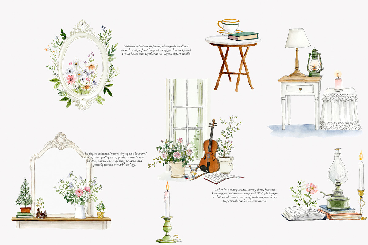 cottagecore graphics chateau decor, a Decorative Illustration by Patishop Art (Photo 4 of 10)