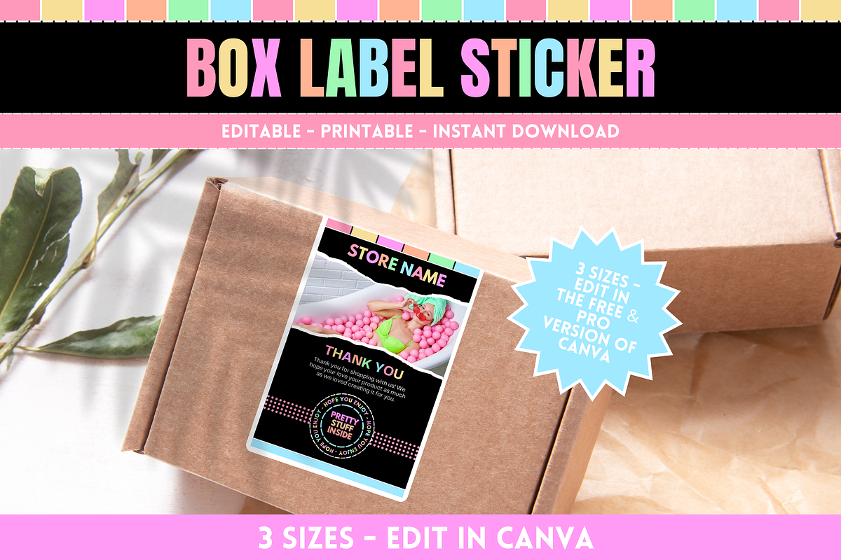 Pastel Neon Box Label Stickers, a Print Template by SunshineStudioBoutique (Photo 6 of 7)