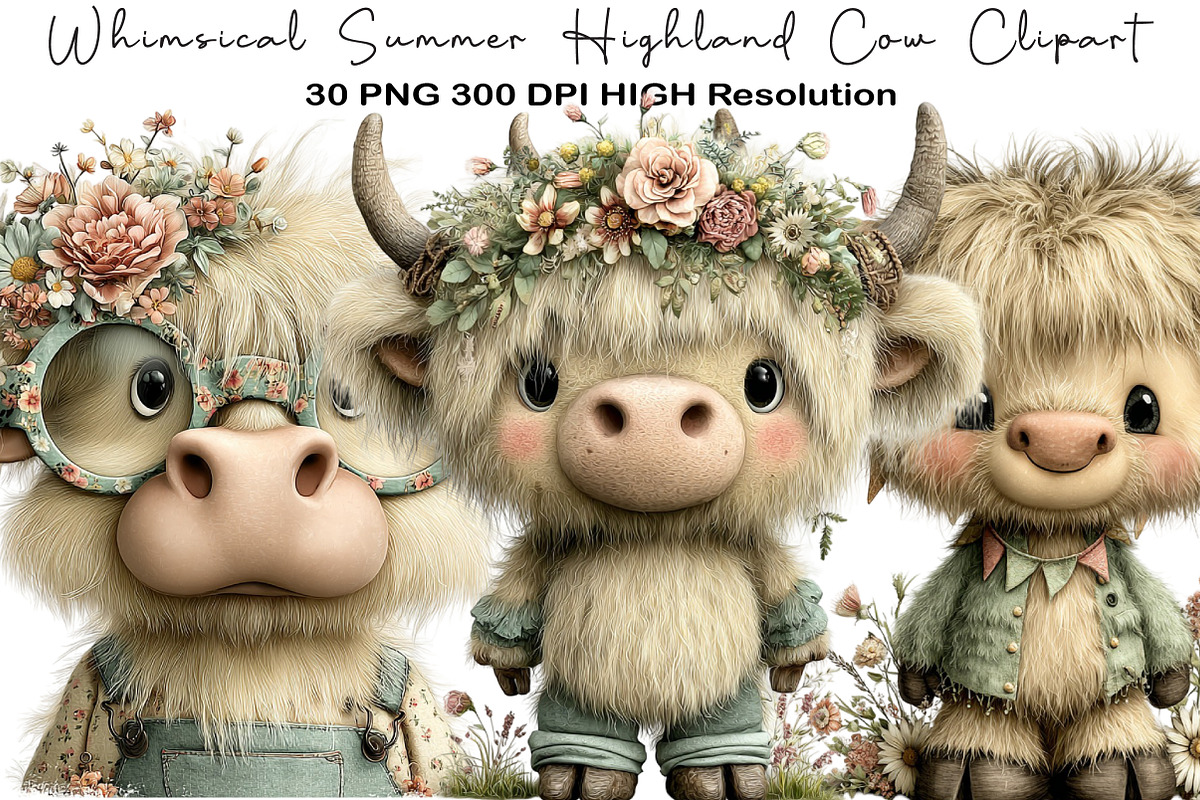 Whimsical Summer Highland Cow, an Illustration by Black Bird Studio (Photo 1 of 6)