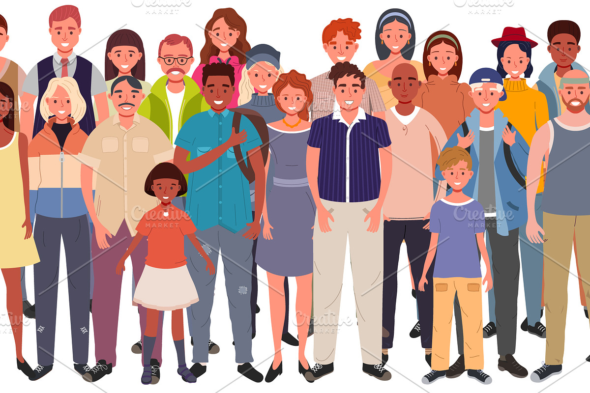 Large crowd of diverse people, a Person Illustration by Yayasya (Photo 2 of 3)