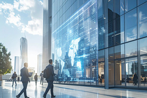Modern glass office towers, an Architecture Photo by DanFLCreativo