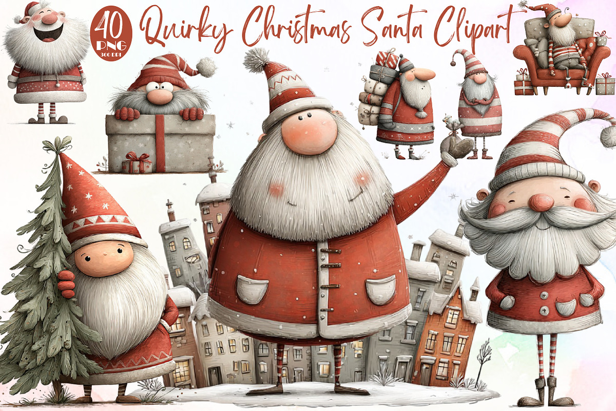 Quirky Christmas Santa Clipart, an Illustration by Sublimation Artist (Photo 1 of 6)
