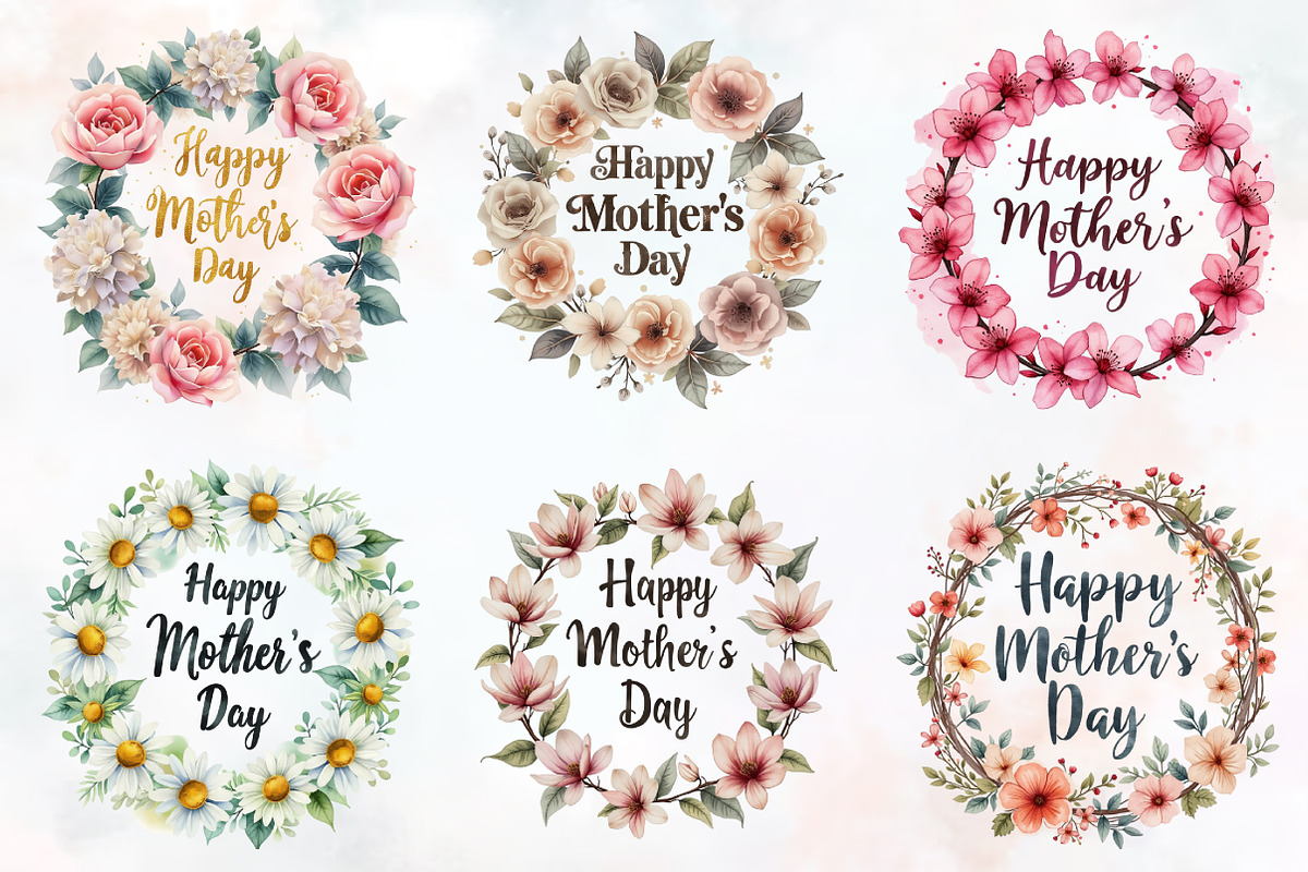 Mothers Day Wreath Design Png Bundle, an Illustration by RobertsArt (Photo 2 of 7)