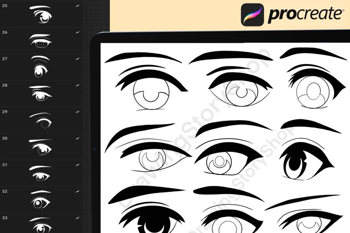 100 Procreate Eyes Male Stamps, a Brush Add-On by DrawingStoryShop (Photo 2 of 5)