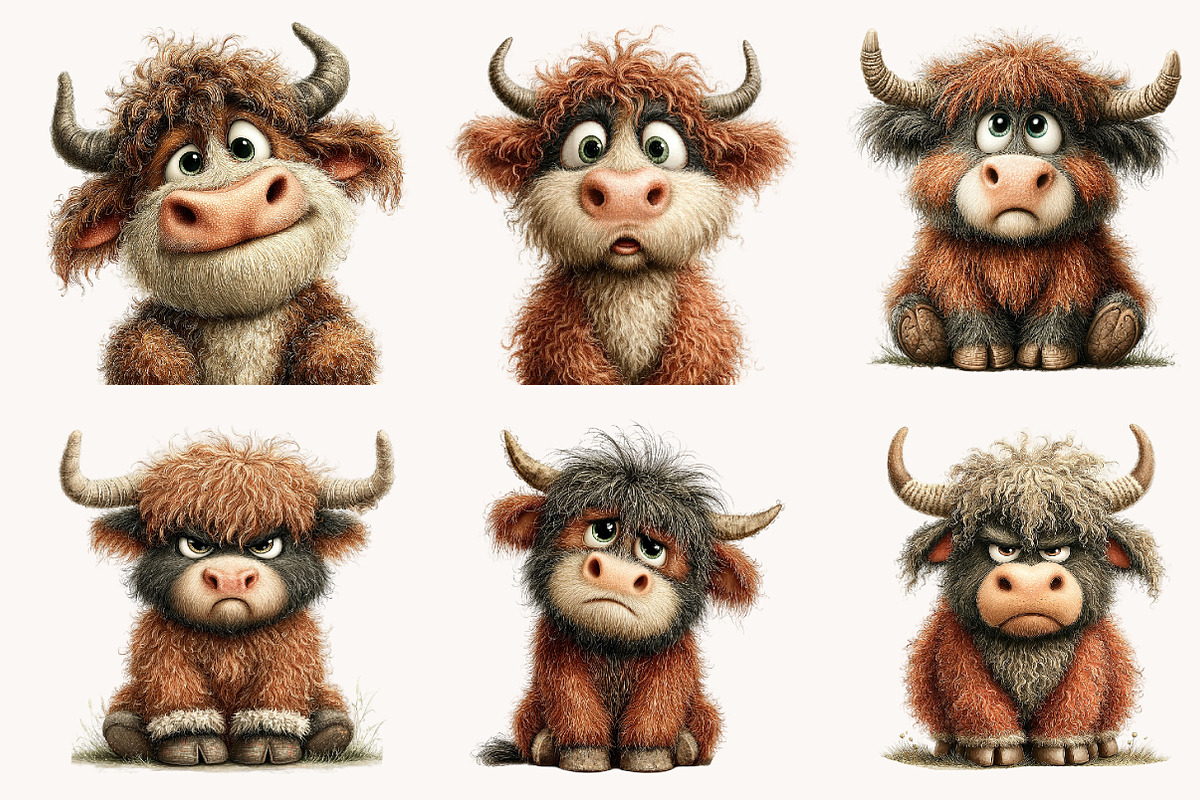 Whimsical sarcastic highland cow, a Seasonal Illustration by Designworld (Photo 4 of 10)