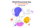 6 World Pneumonia Day Illustration, a Healthcare Illustration by denayunebgt (Thumbnail 1 of 3)