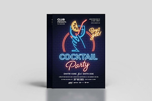 Neon Cocktail Party Flyer Template