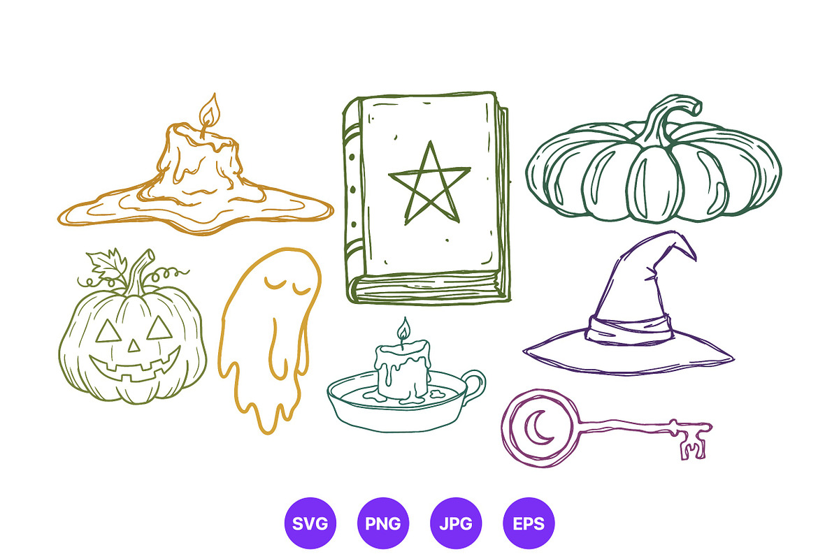 Halloween Hand Drawn Folk Art Set, a Seasonal Illustration by designvectx (Photo 9 of 10)