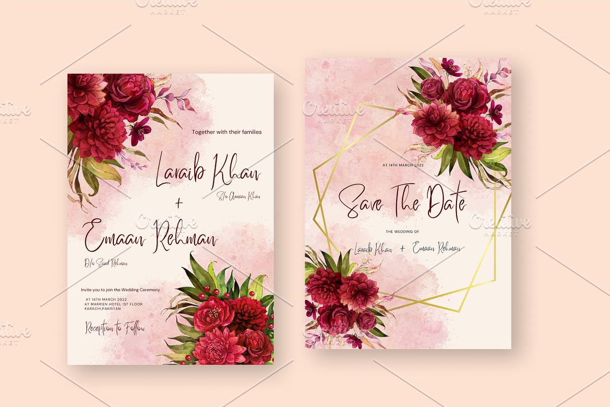 Red Flower Wedding Invitation, an Invitation Template by ...