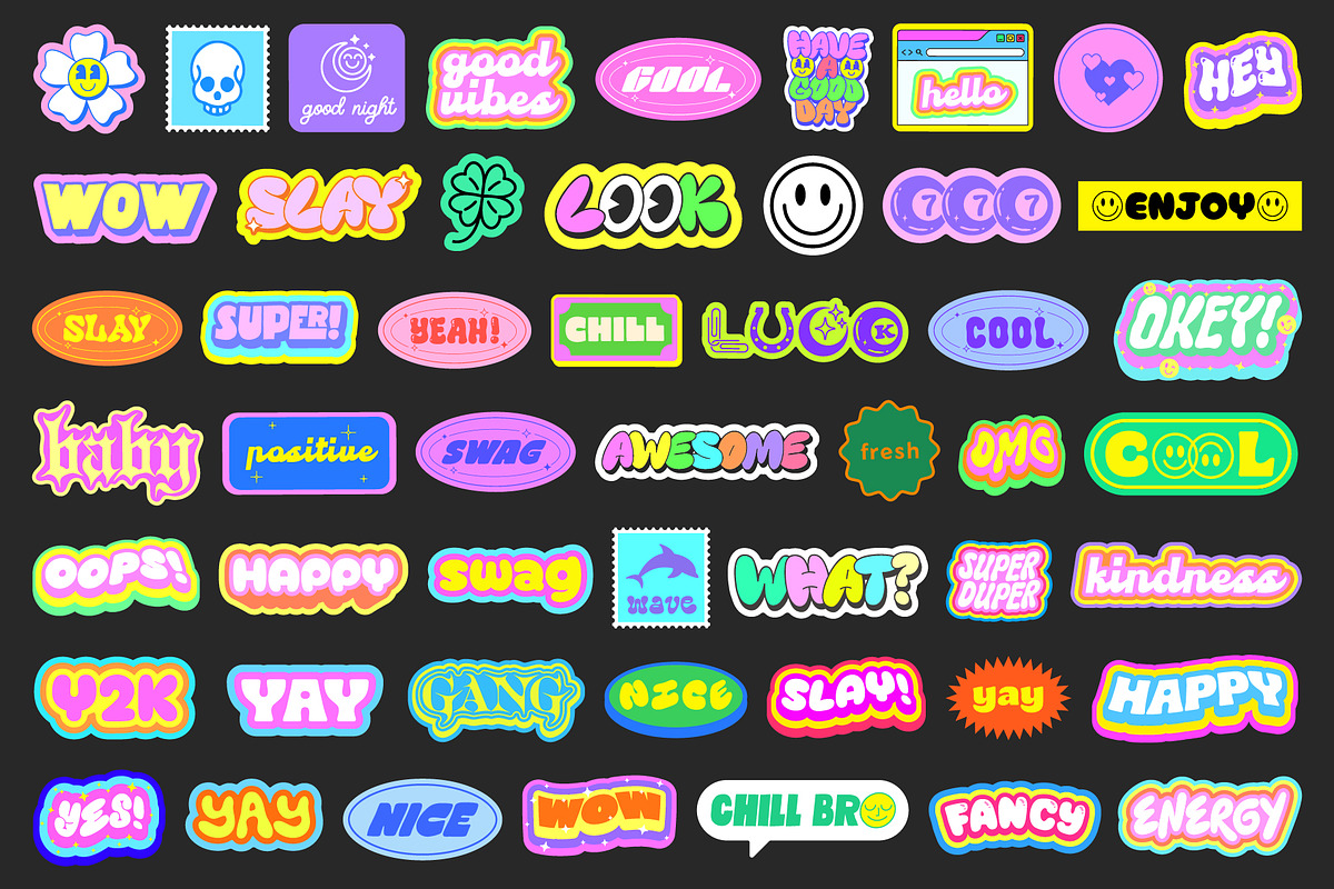 GROOVY STICKERS VECTOR SET, an Object Graphic by craftlove (Photo 5 of 6)