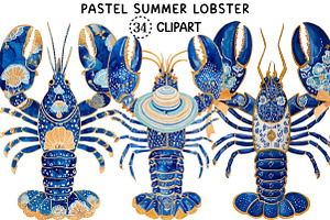 Pastel Summer Lobster Clipart, an Animal Illustration by Creative Art