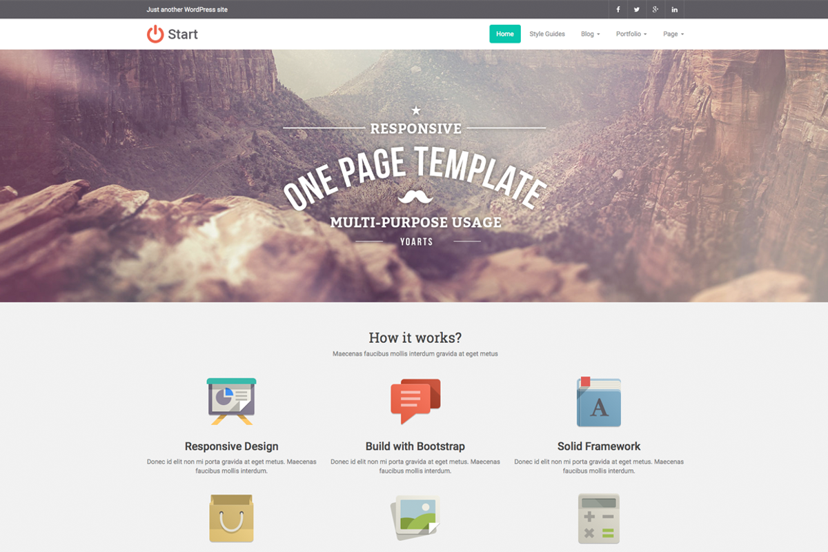 Start ~ Multi-Purpose WP Theme, a WordPress Template by YoArts (Photo 1 of 5)