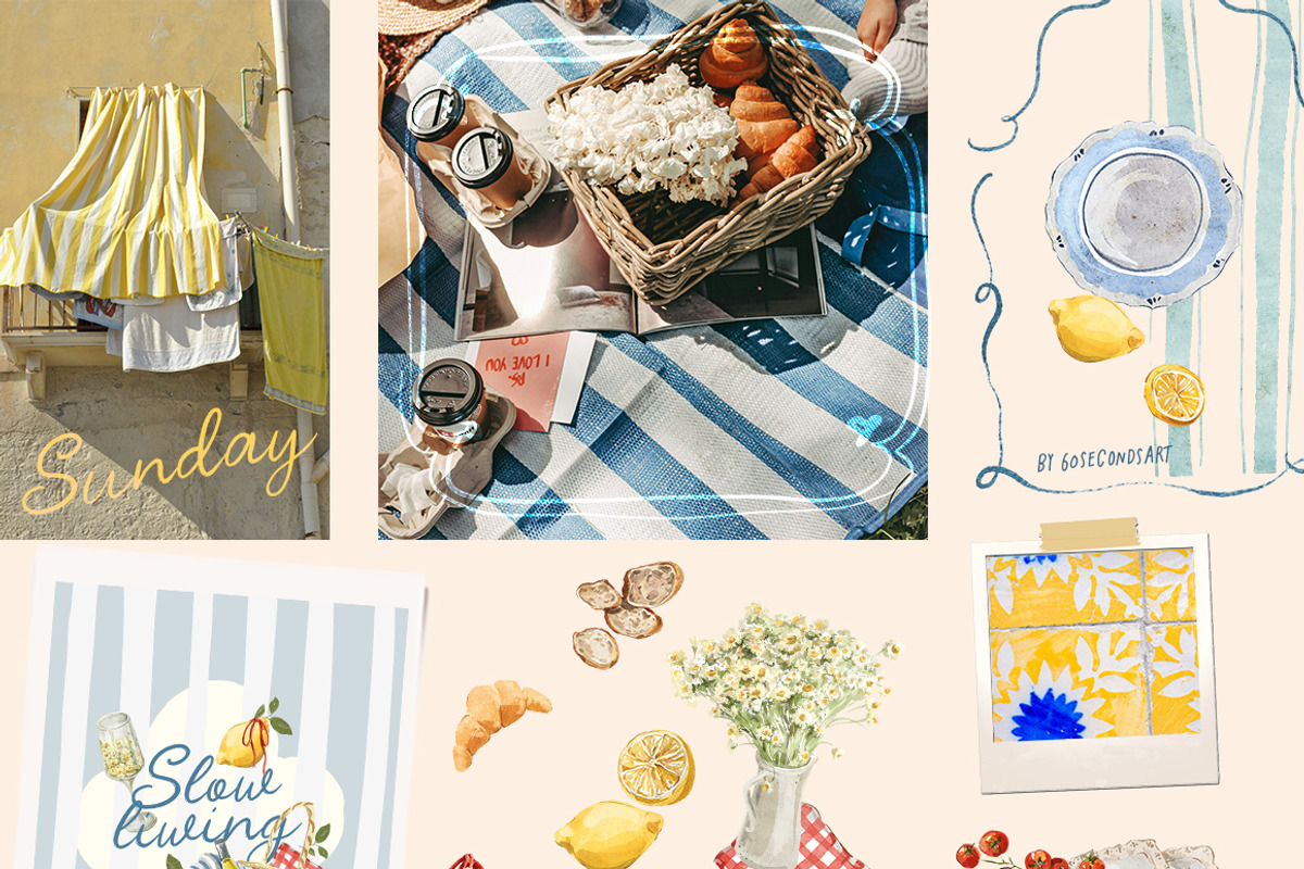 Slow living Clipart Frames Posters, a Decorative Illustration by 60secondsArt (Photo 2 of 11)