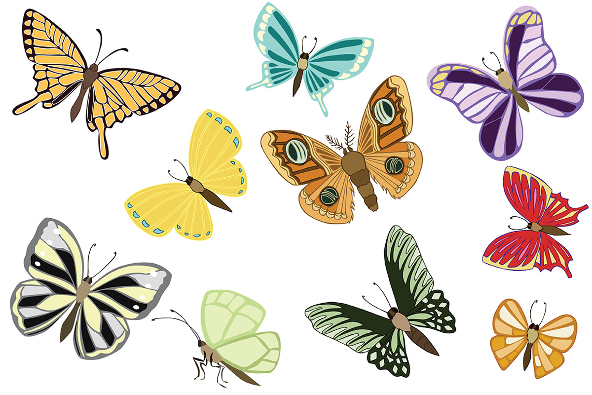 Vector illustration of butterflies, an Illustration by risovanya (Photo 3 of 3)
