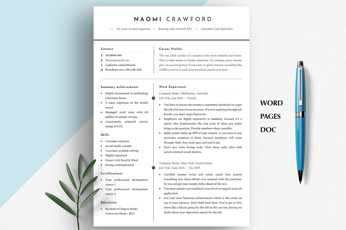 Pages Resume Templates, Word & Doc, a Resume Template by Career Canvas (Photo 6 of 11)