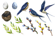 Watercolor bird swallow clipart png, an Animal Illustration by KomtsyanTatyanaArt (Thumbnail 2 of 6)