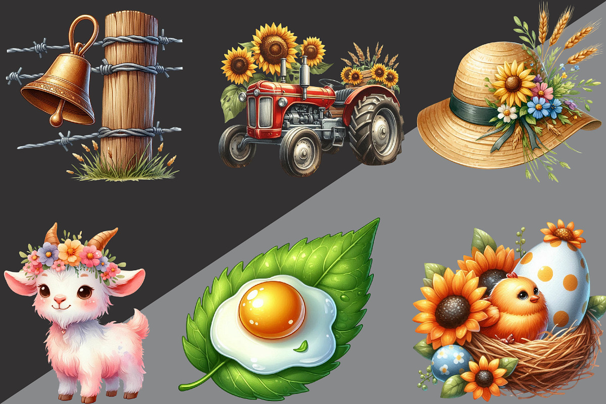 Summer Farming Time Clipart PNG, an Illustration by Black Bird Studio (Photo 2 of 6)