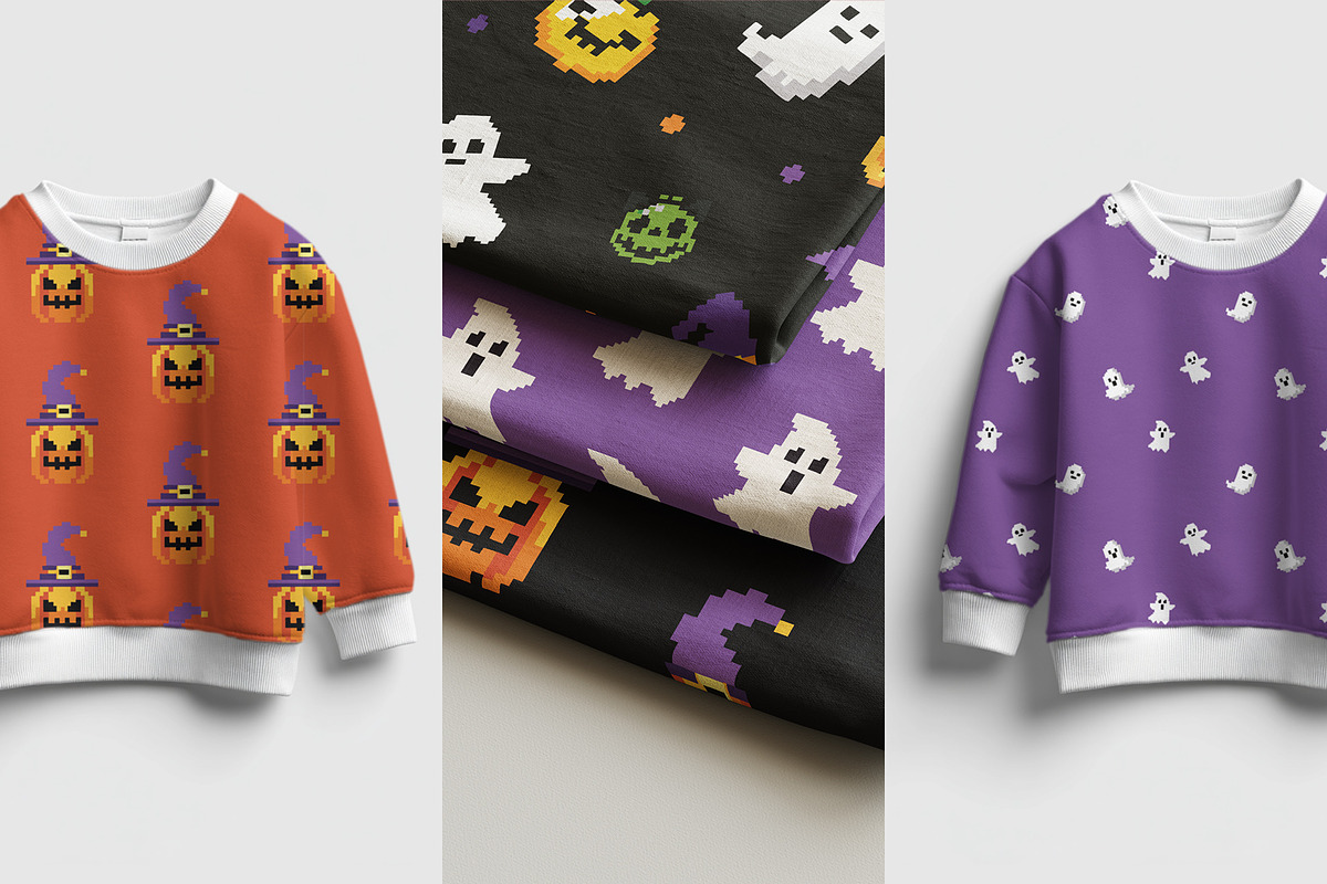 Retro Pixel Art Halloween Pattern, a Graphic by Asya Melkonyan Patterns (Photo 9 of 9)
