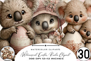 Whimsical Easter Koala Clipart Bundl, an Illustration by SVGArt