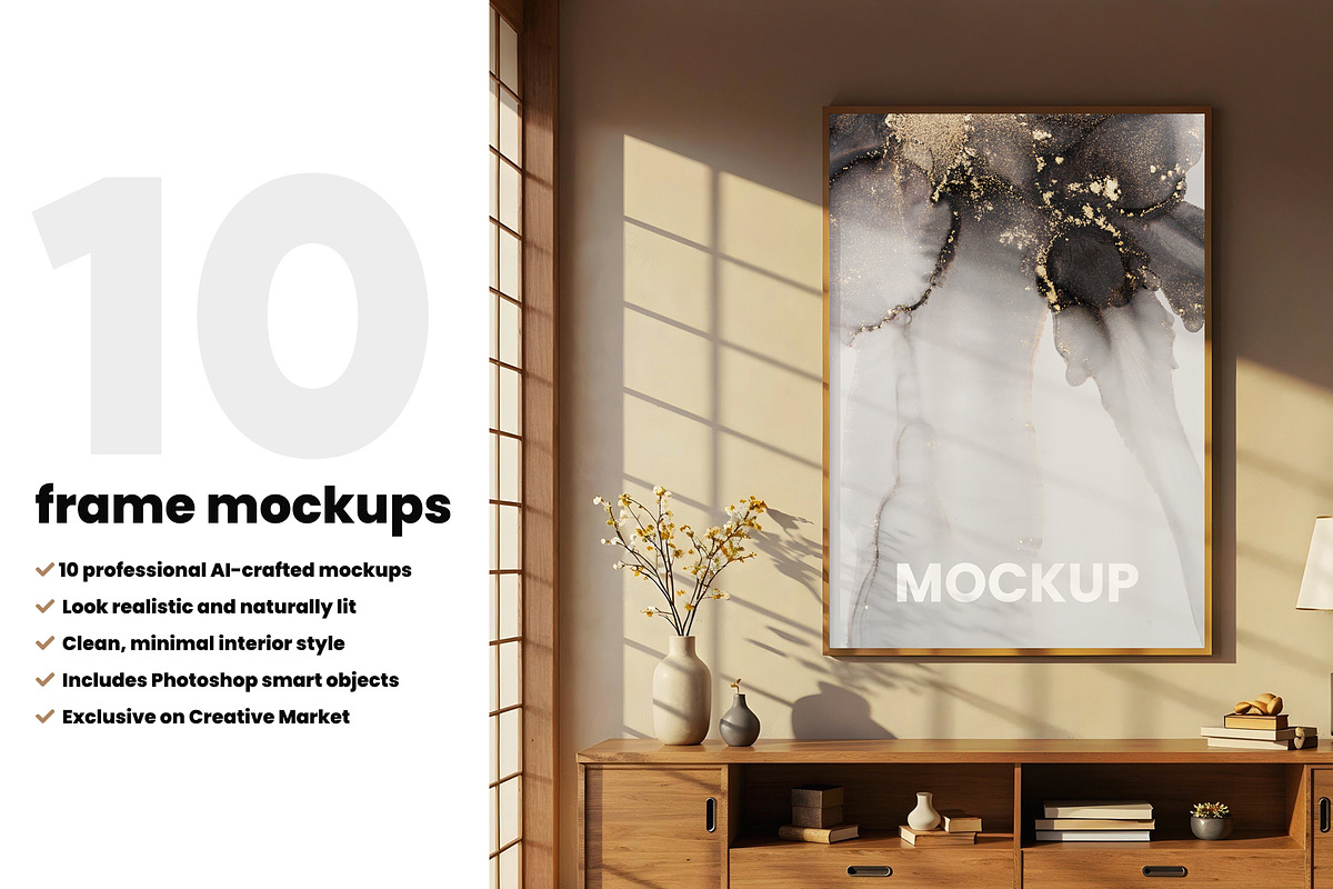 10 Poster Frames Mockups Scenes, an Advertising Mockup by PixelsDesign (Photo 3 of 3)
