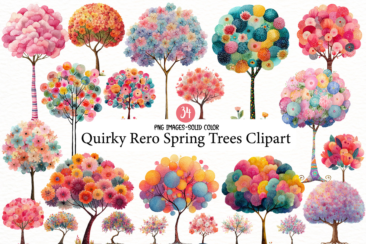 Quirky Rero Spring Trees Clipart, an Illustration by Designworld (Photo 1 of 5)