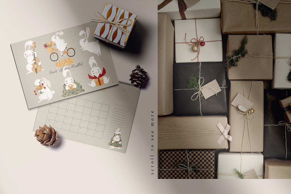 2023 rabbit calendar - 4 templates, a Stationery Template by Cute vector (Photo 2 of 10)