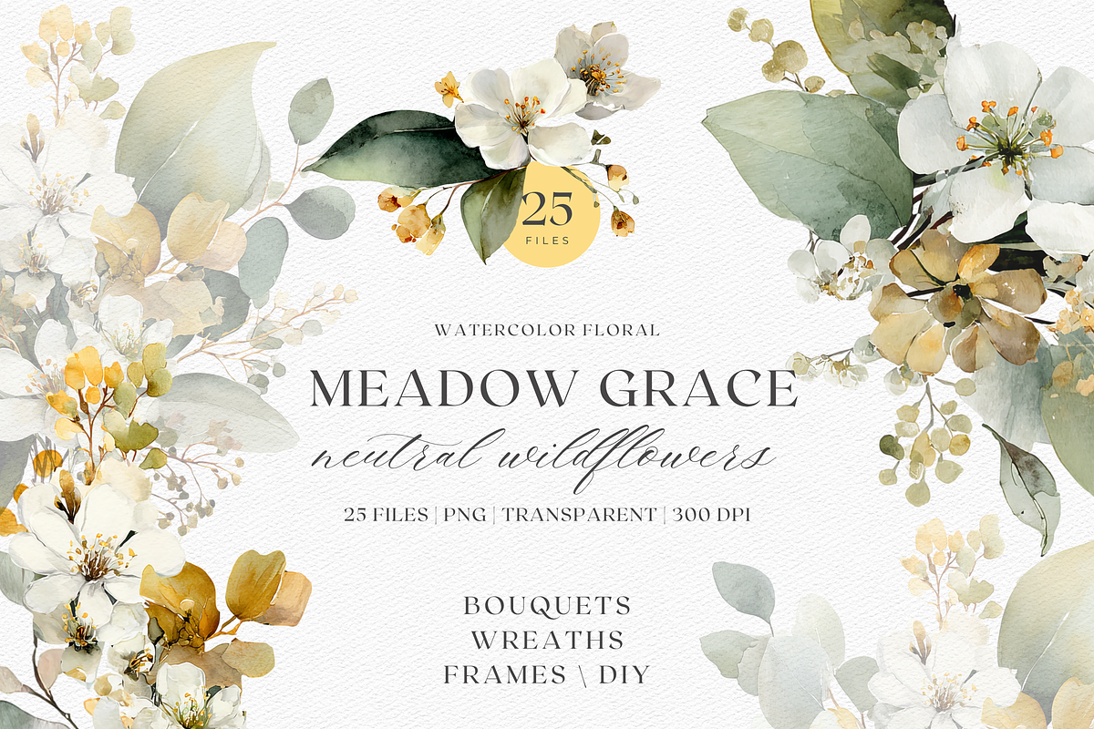 Elegant Neutral Wildflower Bouquet, a Decorative Illustration by ThaismotaCreativeCo (Photo 1 of 11)