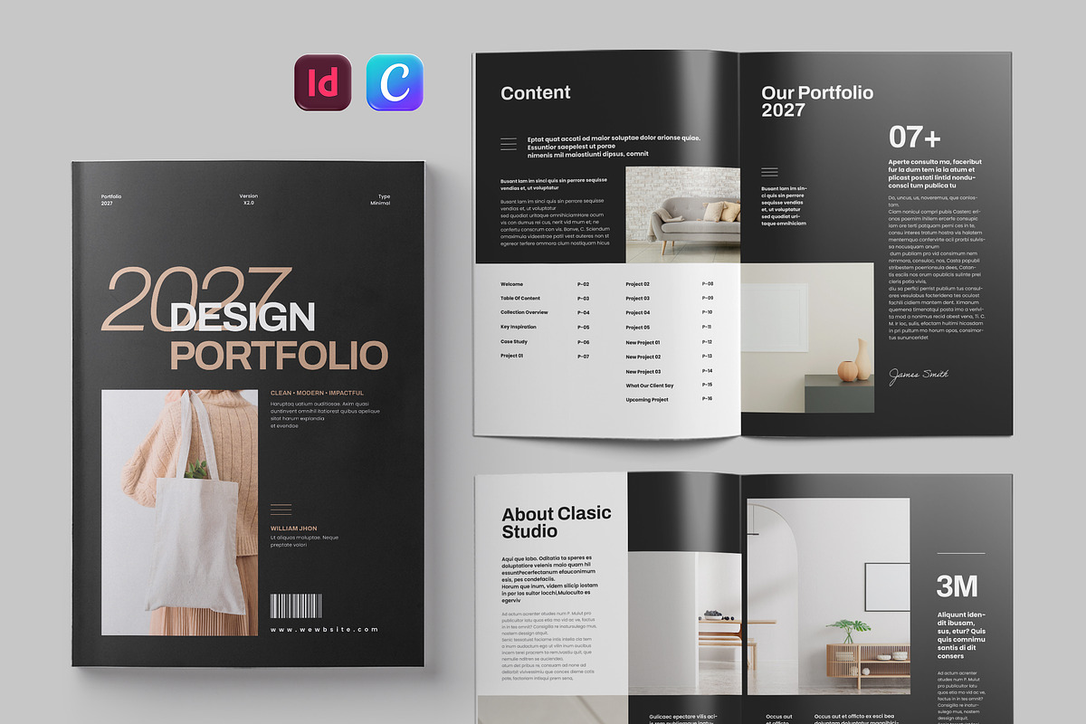 Design Portfolio Canva Templates, a Brochure Template by Pixelpick (Photo 1 of 9)