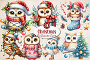Christmas Owl Sublimation Clipart, an Illustration by SinaCreation (Thumbnail 1 of 5)