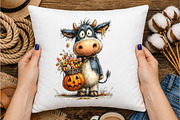 Whimsical Halloween Cow Clipart, a Seasonal Illustration by OK Design (Thumbnail 4 of 6)